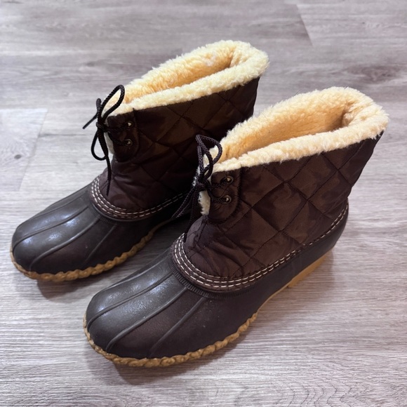 L. L. Bean Boots Brown Quilted Shearling Short Winter Snow Rain Women’s 10 - Picture 4 of 8